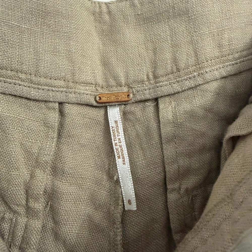 Free People Chelsea Linen Shorts Sand Color Size 6 - Picture 7 of 7